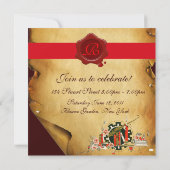 AFSTUDEREN PARCHMENT RED WAX SEAL MONOGRAM nodigt Kaart (Achterkant)