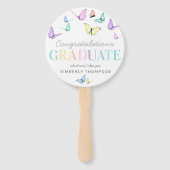 Afstuderen Pastel Rainbow Butterfly Foto Handwaaier (Voorkant)