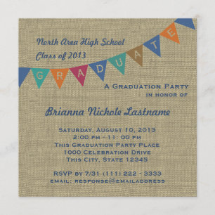Afstuderen Pennant Flag en Burlap Kaart