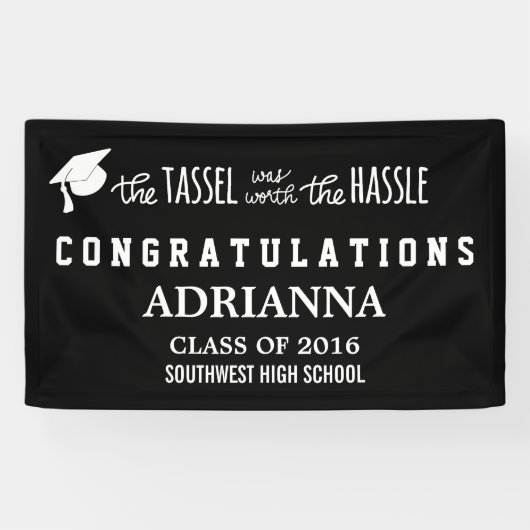 Afstuderen Pet de Tassel was de Hassle waard Spandoek (Horizontaal)