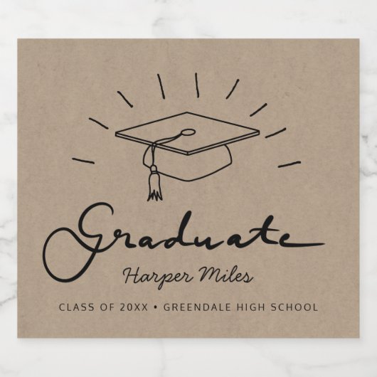 Afstuderen pet doedle met feestdag bier etiket (Enkel label)