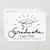 Afstuderen pet doedle met stralen briefkaart (Voorkant / Achterkant)