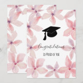 Afstuderen Pet Gefeliciteerd Waterverf Floral Kaart (Voorkant / Achterkant)