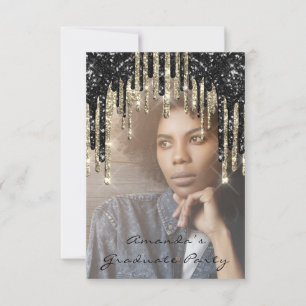 Afstuderen Pet Glitter Photo Black Gold Kaart