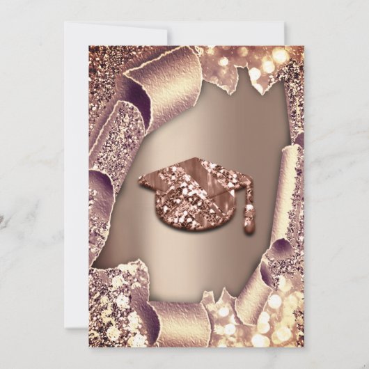 Afstuderen PET Glitter Roos 3D EFFECT Kaart (Achterkant)