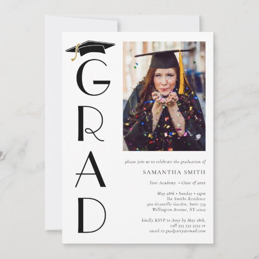 Afstuderen Pet Moderne Typografie Graduation Party Kaart (Voorkant)