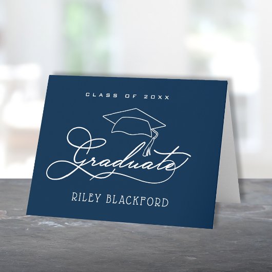 Afstuderen Pet Navy Blue Notitiekaartje