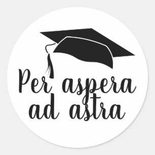 Afstuderen Pet per aspera en astra Ronde Sticker
