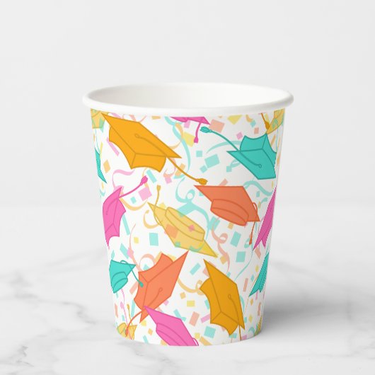 Afstuderen Pet Toss (Tropisch) Papieren Bekers (Achterkant)