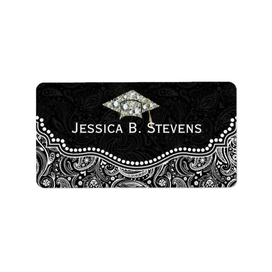 Afstuderen Pet zwart/wit Etiket (Voorkant)