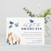 Afstuderen Petten waterverf petten Uitnodiging (Staand voorkant)