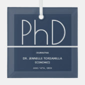 Afstuderen PhD-graad Blue Keepomwille Glas Ornament (Voorkant)