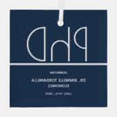 Afstuderen PhD-graad Blue Keepomwille Glas Ornament (Achterkant)