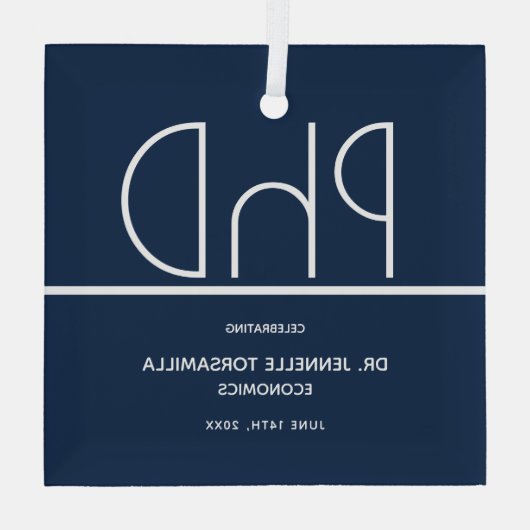 Afstuderen PhD-graad Blue Keepomwille Glas Ornament (Achterkant)