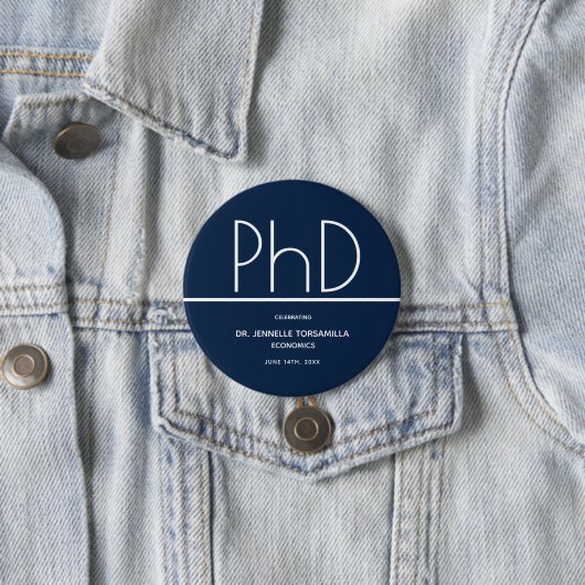 Afstuderen PhD-graad Blue Keepomwille Ronde Button 7,6 Cm (In situ)