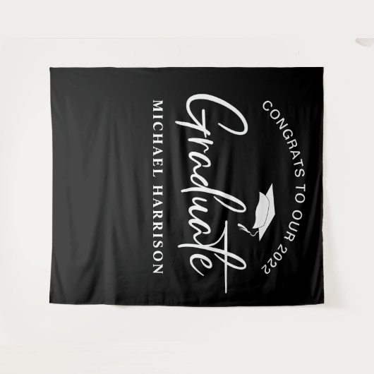 Afstuderen Photo Booth Backdrop Black Wandkleed (Voorkant (horizontaal))