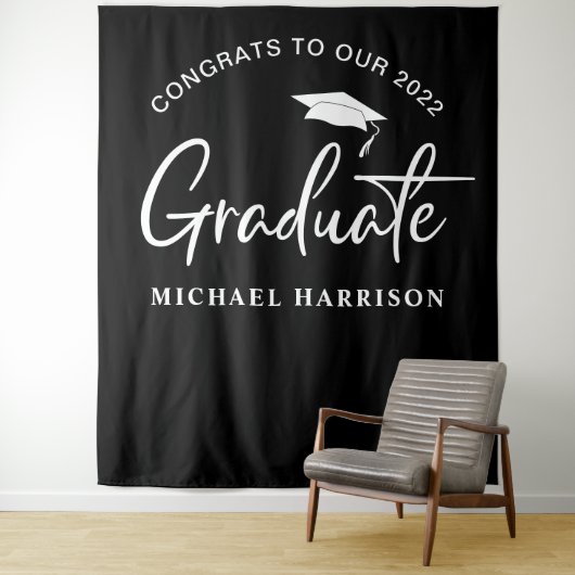Afstuderen Photo Booth Backdrop Black Wandkleed (In situ)