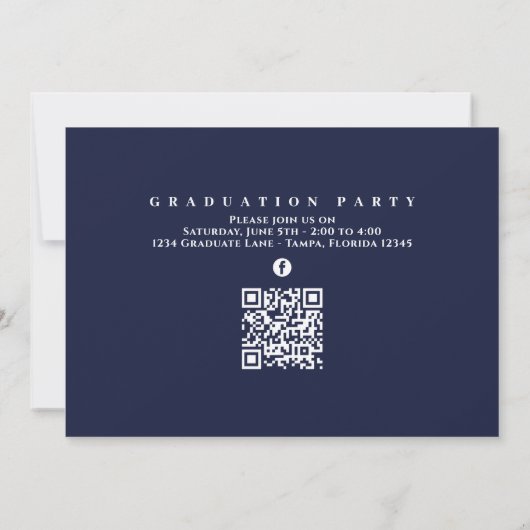 Afstuderen Photo Calligraphy Script Navy Blue Kaart (Achterkant)