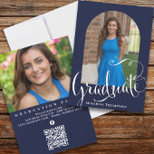 Afstuderen Photo Calligraphy Script Navy Blue Kaart