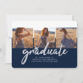 Afstuderen Photo Collage 2025 Navy Blue Afstudeerd Aankondiging (Voorkant)