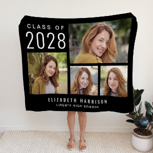Afstuderen Photo Collage Black Fleece Deken