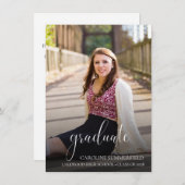 Afstuderen Photo Elegant Script | feestuitnodiging Kaart (Voorkant / Achterkant)