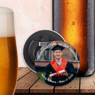 Afstuderen Photo Keepsake gepersonaliseerd Button Flesopener