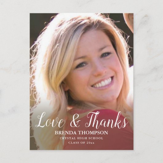 Afstuderen Photo Love & Bedankt Black Script Briefkaart (Voorkant)