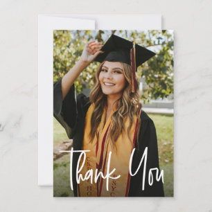 Afstuderen Photo Modern handgeschreven script Bedankkaart