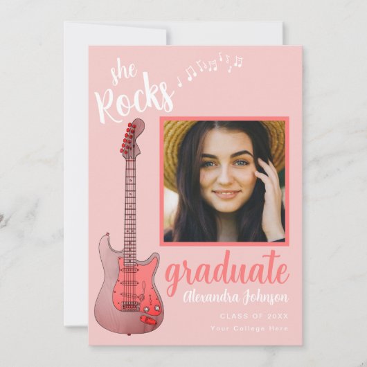 Afstuderen Photo Pink Script She Rocks Country Mus Kaart (Voorkant)