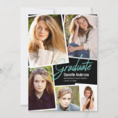 Afstuderen Photo Scatter Collage Modern Script Aankondiging (Voorkant)