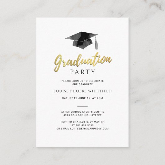 Afstuderen Photo Script Modern Party Invitation Informatiekaartje (Achterkant)