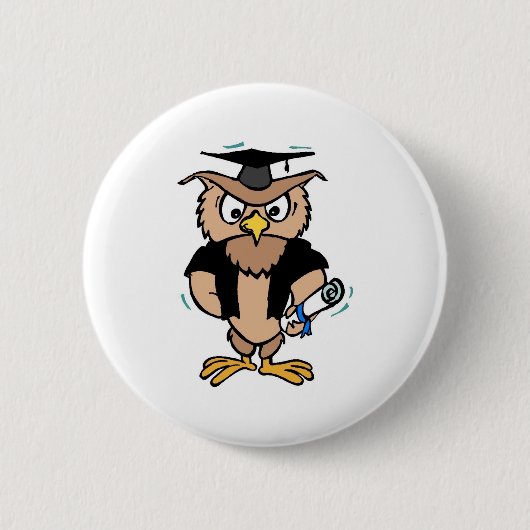 Afstuderen Pin Wise Old Owl Pet Diploma Ronde Button 5,7 Cm (Voorkant)