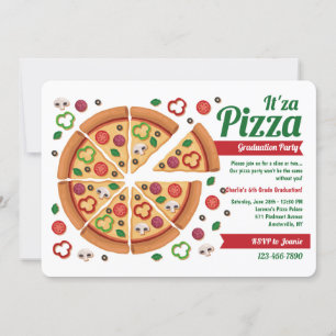 Afstuderen Pizza Party-uitnodigingen Kaart