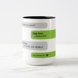 Afstuderen Plan Chat T-Shirt Tweekleurige Koffiemok