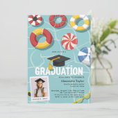 Afstuderen Pool Party High School College Foto Kaart (Staand voorkant)