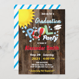 Afstuderen Pool Party Rustic Uitnodiging
