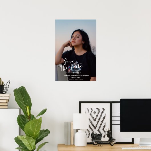 Afstuderen Poster Custom Name Date Save the Date (Thuiskantoor)