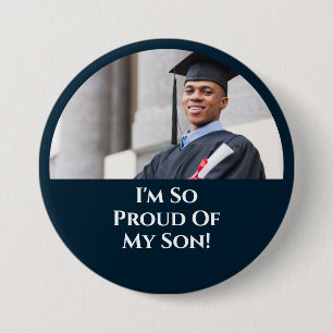 Afstuderen Proud Parent Son Graduing Blue Ronde Button 7,6 Cm