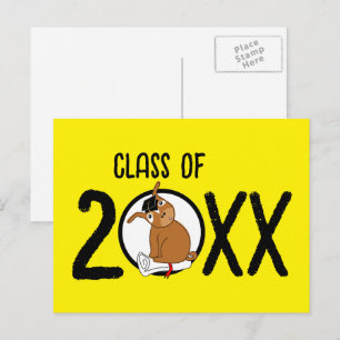 Afstuderen Puppy Blank Briefkaart Geel