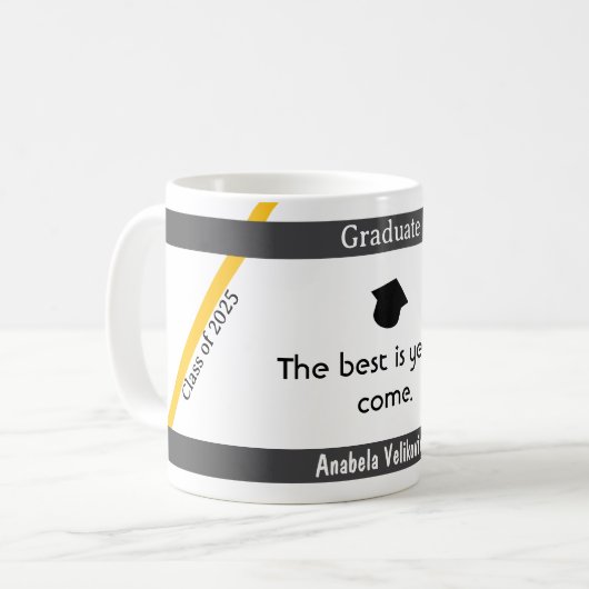 Afstuderen quote 5 koffie mok (Voorkant links)