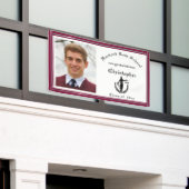 Afstuderen, rechtenschool, rood, Crimson Custom Spandoek (Buitenkant Gebouw)