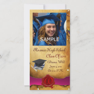 AFSTUDEREN RED BROWN WAX SEAL MONOGRAM roze Aankondiging