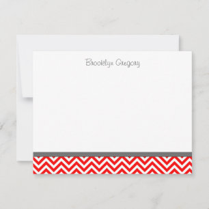 Afstuderen Red en White Chevron Stripe Hartelijk d Notitiekaartje