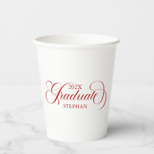Afstuderen Red Script-typografie Papieren Bekers