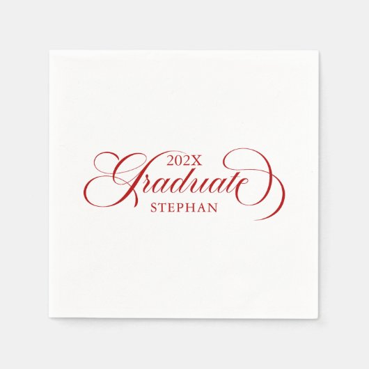 Afstuderen Red Script-typografie Servet (Voorkant)
