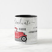 Afstuderen Red Truck Wereldbol Monogramnaam Mok (Midden)