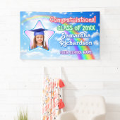 Afstuderen Regenboog in Blue Sky Star Foto Afstude Spandoek (Insitu)