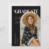 Afstuderen Retro Black Arch Afstuderen Aankondigin Bedankkaart (Voorkant)