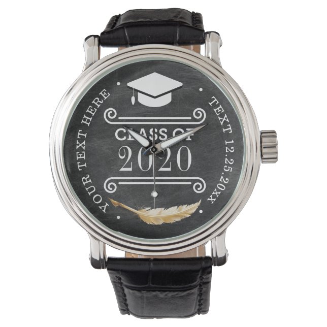 Afstuderen Retro Chalkboard Personalised Luxury Horloge (Voorkant)